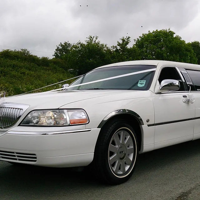 Our white limo ready for a wedding